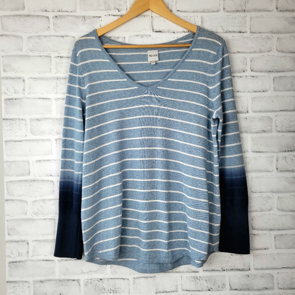 Nic+Zoe Striped Knit Sweater SZ L